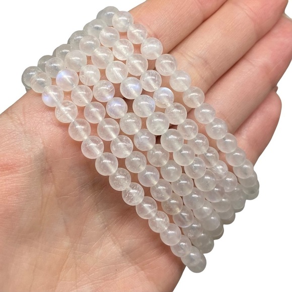 6mm Moonstone Beaded Stretch Bracelet Stone Gemstone Crystal Stretchy - Picture 2 of 5